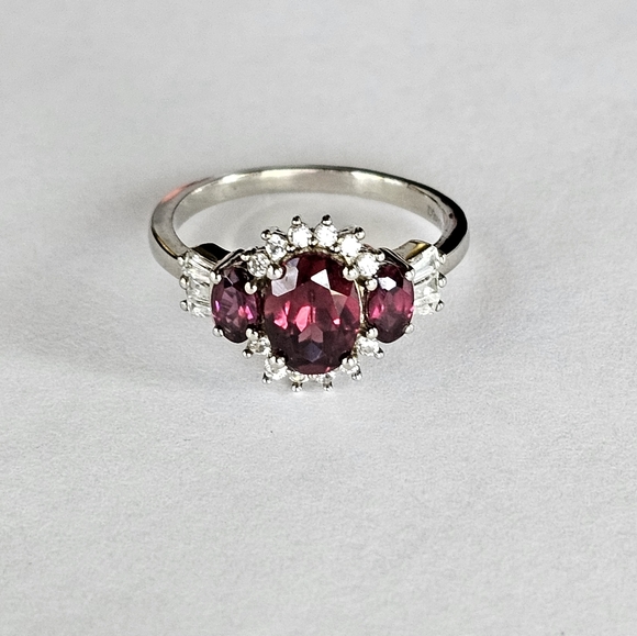 Genuine Tanzanian Wine Garnet Ring Platinum over Sterling Silver Sz 6! New - Picture 7 of 8